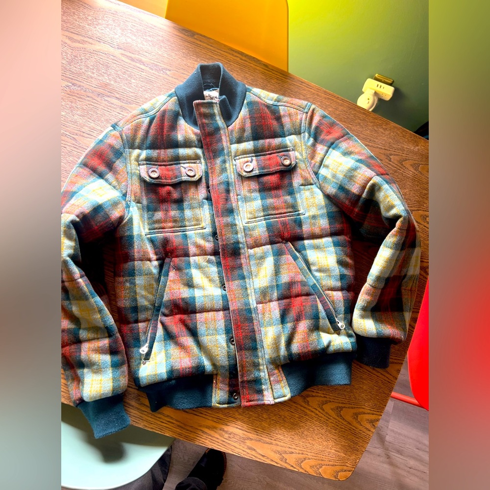 Triple Five Soul Heavyweight Plaid Wool Blend Bomber Jacket (Men’s Medium)